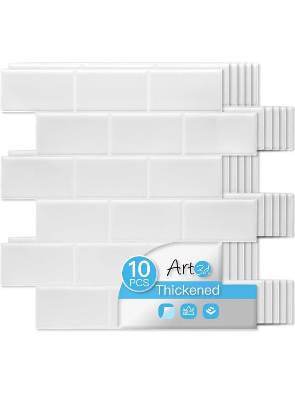 10-Pack White Washed Subway Peel and Stick Backsplash Tiles | Durable